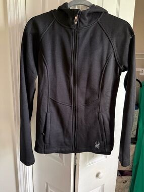 Spyder Black Hooded Full Zip Utility Jacket